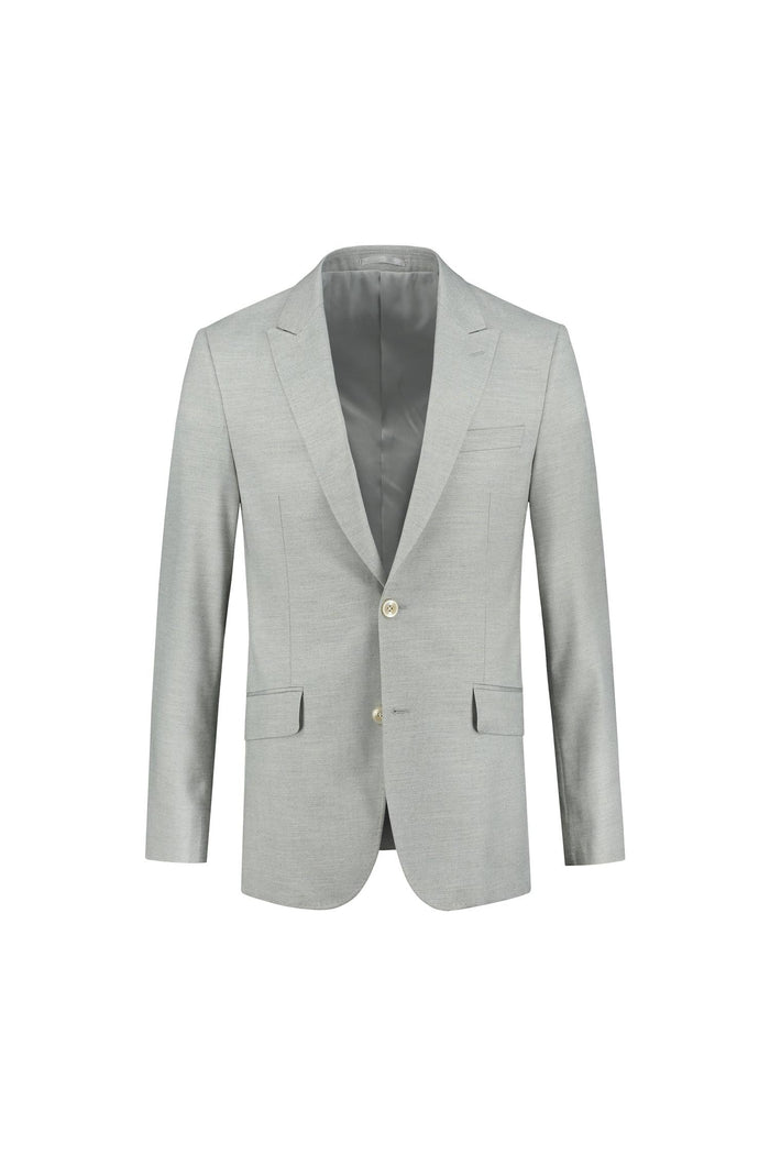 Colbert uni zand MixMatch light gray blazer front view with two pockets and golden buttons