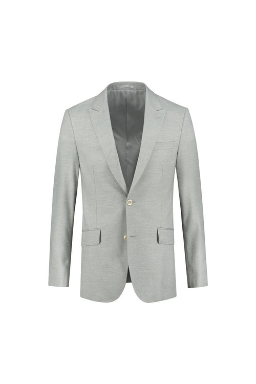 Colbert uni zand MixMatch light gray blazer front view with two pockets and golden buttons