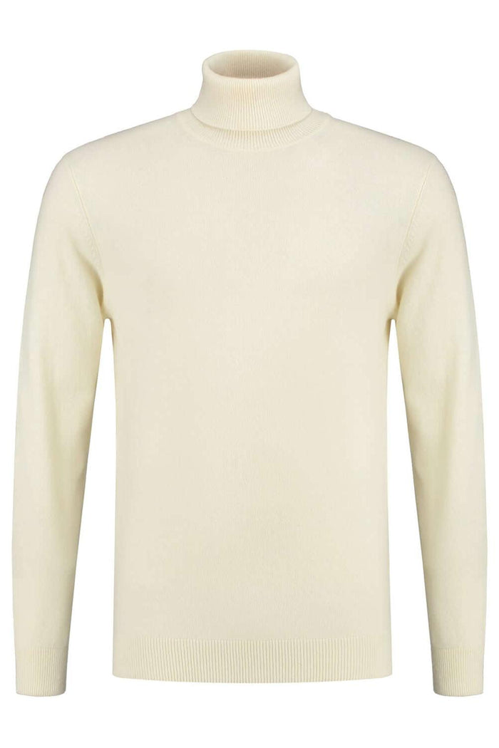 Coltrui off-white wol, een ademend off-white wol-nylon trui voor herfst en winter.