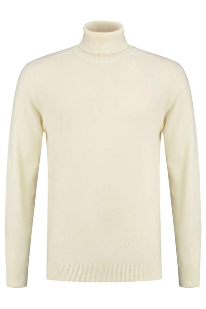 Coltrui off-white wol, een ademend off-white wol-nylon trui voor herfst en winter.