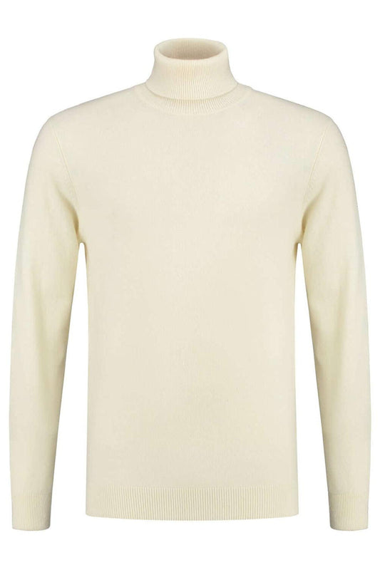 Coltrui off-white wol, een ademend off-white wol-nylon trui voor herfst en winter.