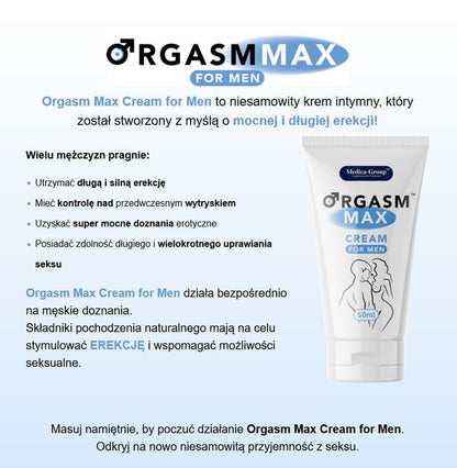 Cremă MEDICA-GROUP OrgasmMax Men, pentru potență, erecții puternice și întârzierea ejaculării, 50 ml