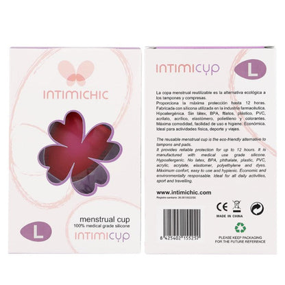 Cupă menstruală INTIMICHIC Intimicup, din silicon medical, protecție până la 12 ore, mărime L, roz