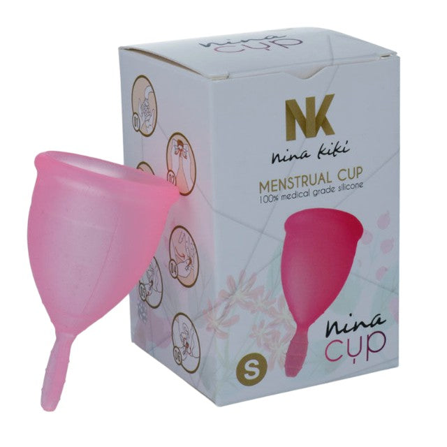 Cupă menstruală NINA KIKI Menstrual Cup S, din silicon medical, protecție până la 12 ore, mărime S, roz