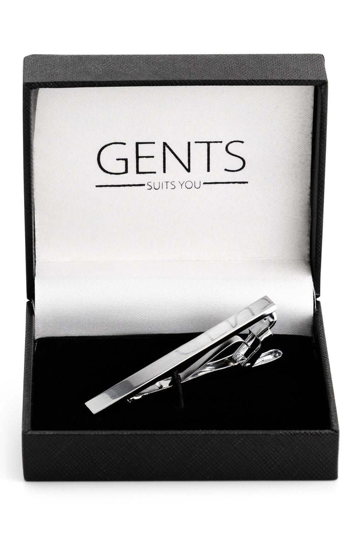 Dasspeld zilverkleur in luxe geschenkdoos met het GENTS logo.