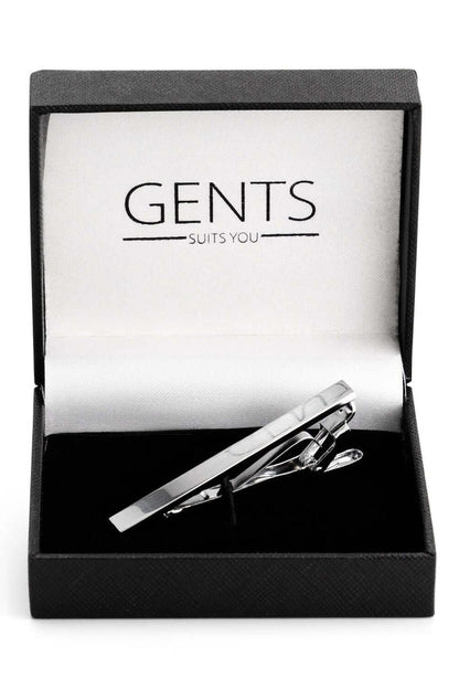 Dasspeld zilverkleur in luxe geschenkdoos met het GENTS logo.