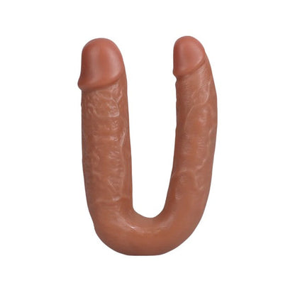 Dildo dublu REALROCK U Shape 5”, pentru dublă penetrare, compatibil cu ham strap-on, design realist, 12.7 cm, caramel
