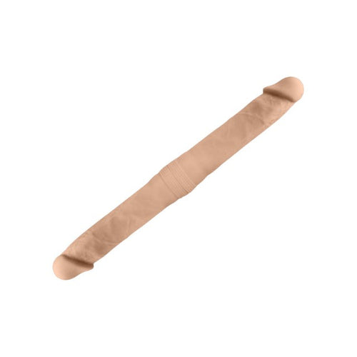 Dildo dublu SILEX-D Double Dong S Size, pentru dublă penetrare, reactiv la căldură, lungime 38.5 cm, culoarea pielii