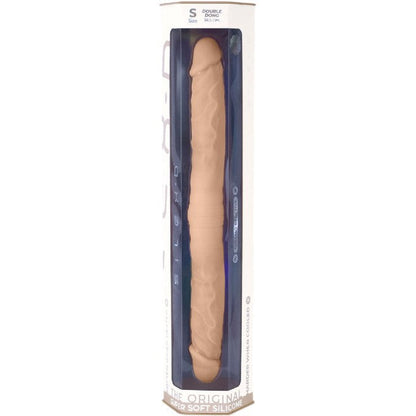 Dildo dublu SILEX-D Double Dong S Size, pentru dublă penetrare, reactiv la căldură, lungime 38.5 cm, culoarea pielii