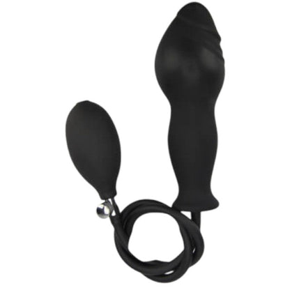 Dildo gonflabil LOVING JOY 6” Silicone Inflatable Dildo, cu pompă pentru umflare, din silicon cu striații, lungime 15 cm, negru