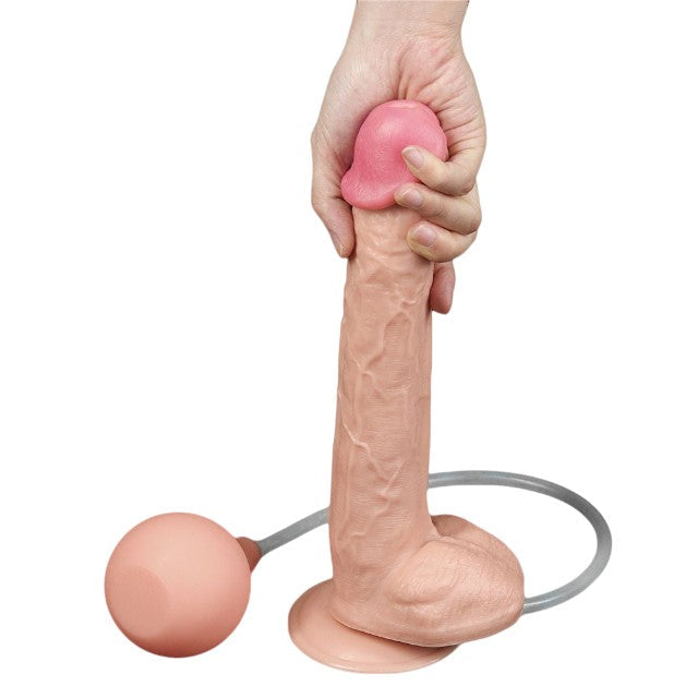 Dildo realist cu funcție de ejaculare LOVETOY Squirt Extreme 11”, bază cu ventuză pentru fixare, culoarea pielii, 28 cm