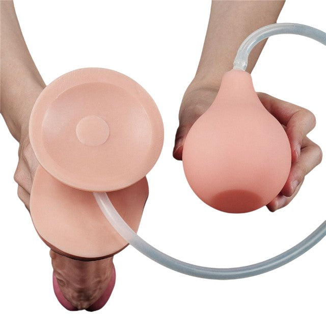 Dildo realist cu funcție de ejaculare LOVETOY Squirt Extreme 11”, bază cu ventuză pentru fixare, culoarea pielii, 28 cm