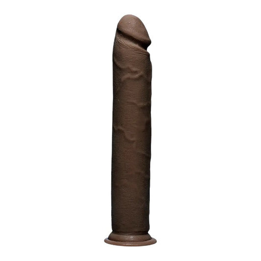 Dildo realist DOC JOHNSON THE D - Dual Density, bază cu ventuză pentru fixare, lungime 30 cm, culoarea maro