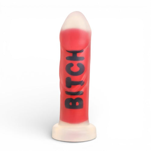Dildo XR BRANDS Bitch, compatibil cu hamuri strap-on, din silicon premium, culoare roșu, 18.5 cm