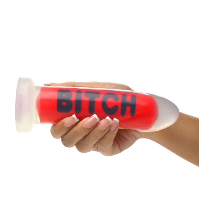 Dildo XR BRANDS Bitch, compatibil cu hamuri strap-on, din silicon premium, culoare roșu, 18.5 cm