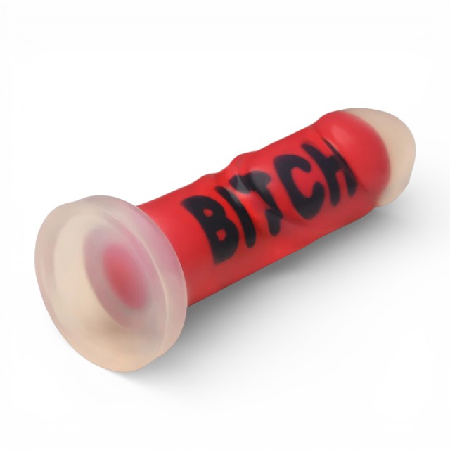 Dildo XR BRANDS Bitch, compatibil cu hamuri strap-on, din silicon premium, culoare roșu, 18.5 cm