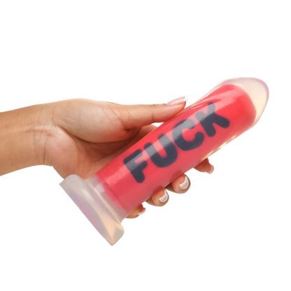 Dildo XR BRANDS Fuck, compatibil cu hamuri strap-on, din silicon premium, culoare roșu, 18.5 cm