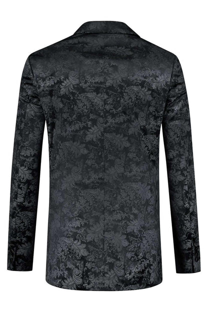 Dinnerjacket paisley velvet zwart achterkant met satijnen sjaalkraag en verfijnde voering.