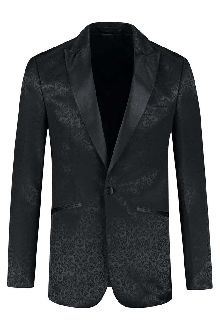 Dinnerjacket paisley zwart elegante zwart dinerjasje met paisley jacquard en satijn reversen