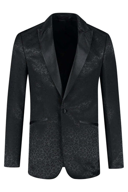 Dinnerjacket paisley zwart elegante zwart dinerjasje met paisley jacquard en satijn reversen