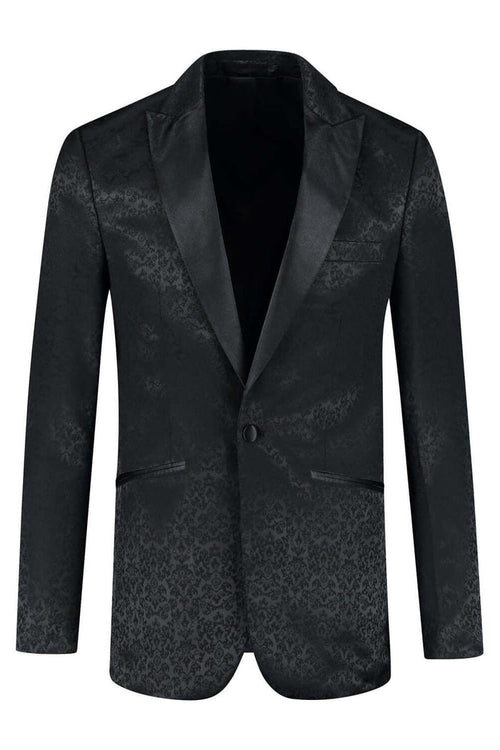 Dinnerjacket paisley zwart elegante zwart dinerjasje met paisley jacquard en satijn reversen