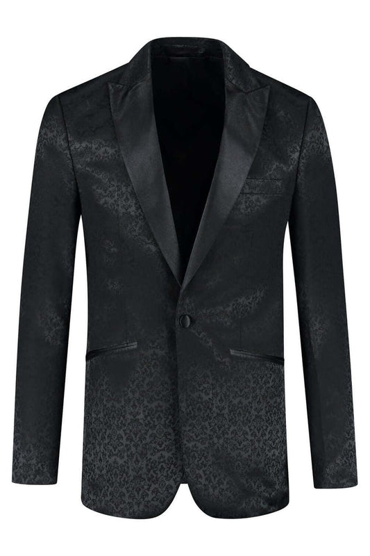 Dinnerjacket paisley zwart elegante zwart dinerjasje met paisley jacquard en satijn reversen