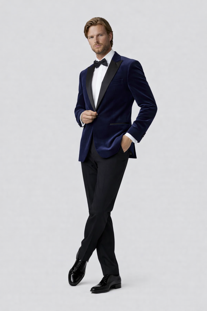 Dinnerjacket velvet donkerblauw