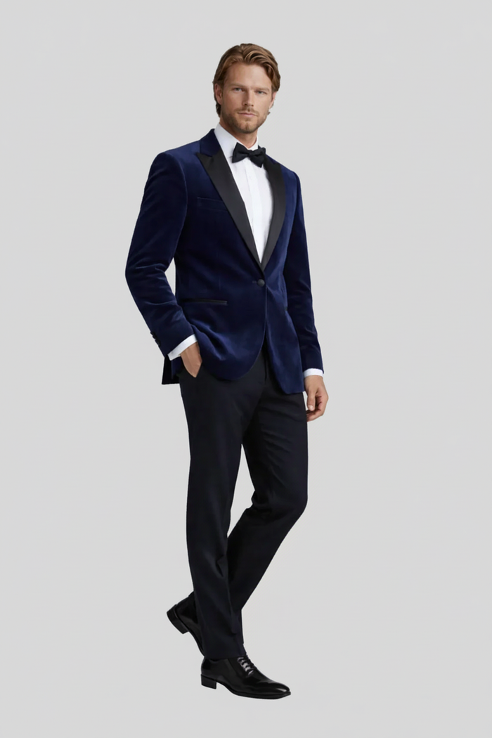 Dinnerjacket velvet donkerblauw
