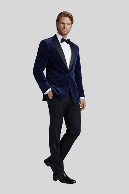 Dinnerjacket velvet donkerblauw