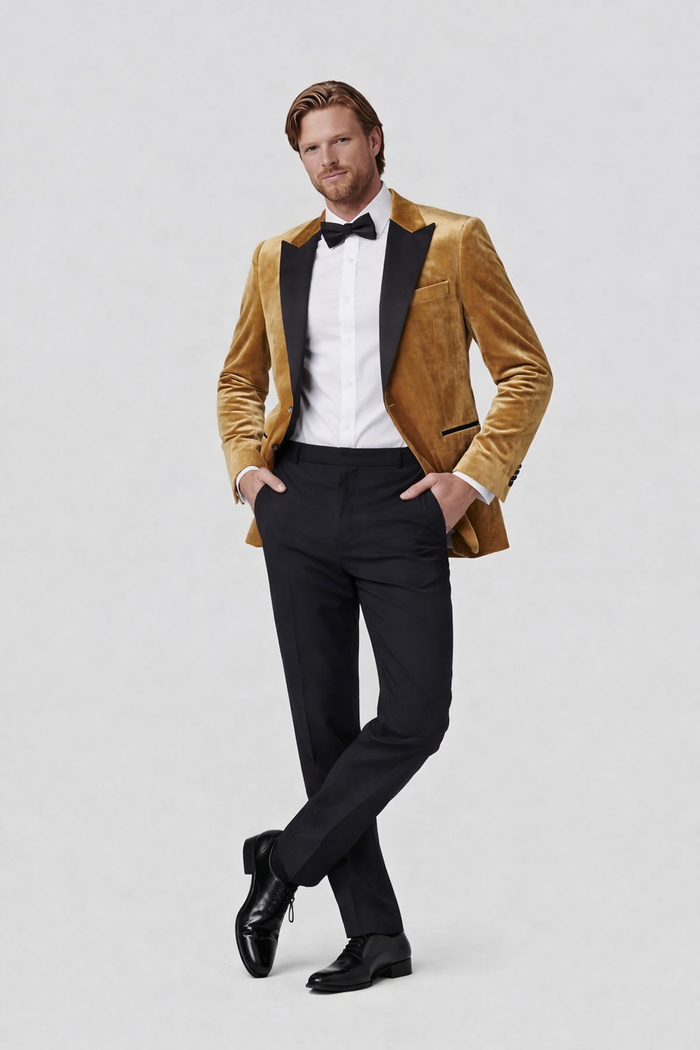 Dinnerjacket velvet goudbruin