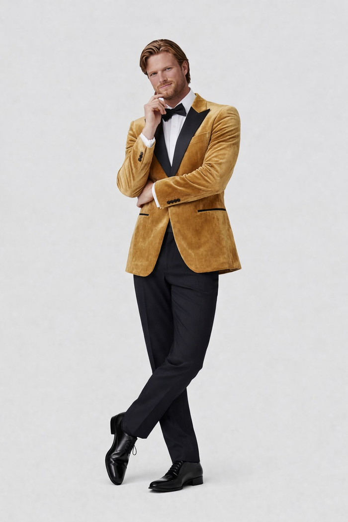 Dinnerjacket velvet goudbruin