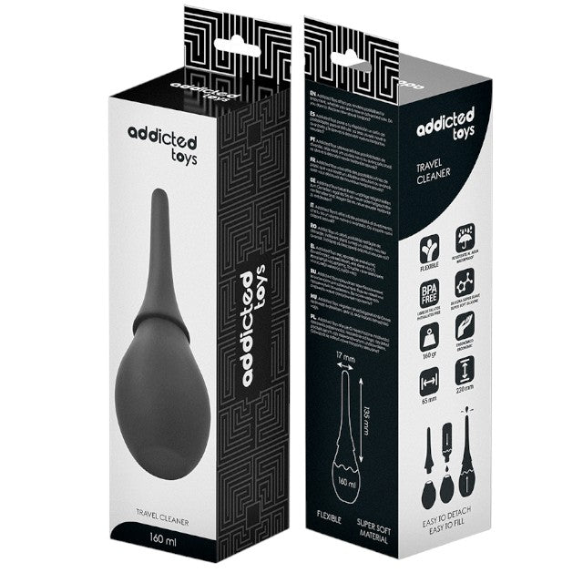 Duș anal ADDICTED TOYS Travel Cleaner Model 3, capacitate 160 ml, compact și ușor de folosit, din silicon moale, negru