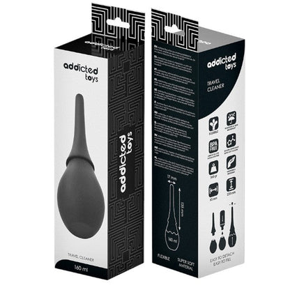 Duș anal ADDICTED TOYS Travel Cleaner Model 3, capacitate 160 ml, compact și ușor de folosit, din silicon moale, negru