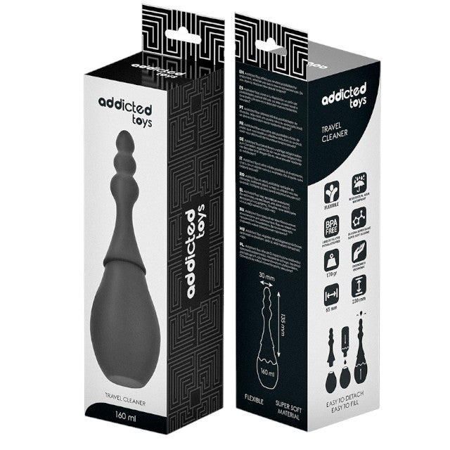 Duș anal ADDICTED TOYS Travel Cleaner Model 4, capacitate 160 ml, compact și ușor de folosit, din silicon moale, negru