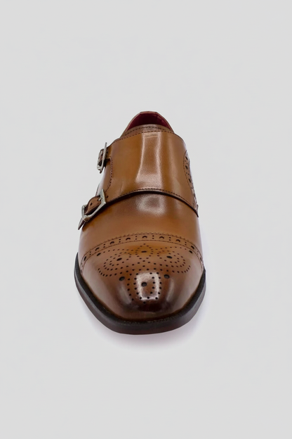Dubbele gesp cognac