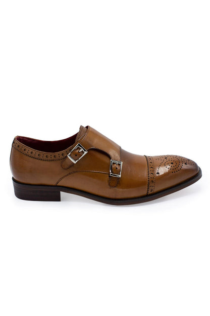 Dubbele gesp cognac