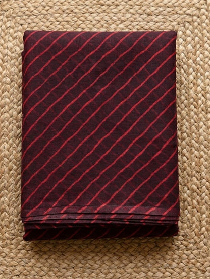 Indiehaat | Kota Doria Lehariya Bandhej Saree Red