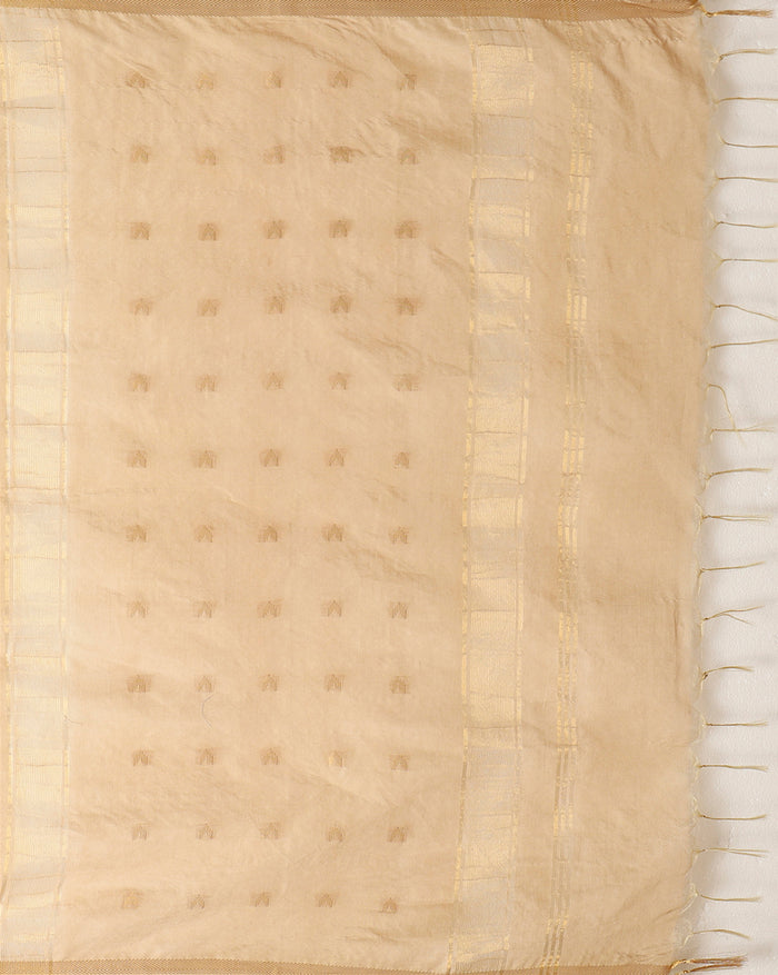 Indiehaat | Kota Silk Hand Dyed Jacquard Saree Beige