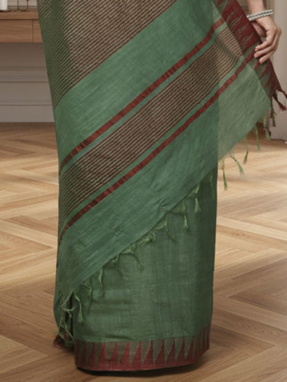 DyeLoom Kota Silk Jacquard Saree Green