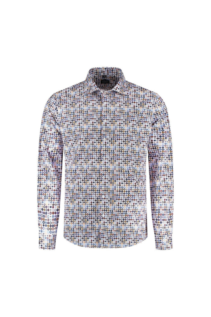 Fantasie cirkelprint multikleur overhemd met kleurrijk cirkelpatroon voor veelzijdige stijl.