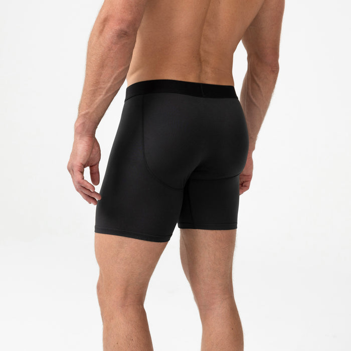 The REP Fitness Men's Foris Boxer Brief in Heather Black back, close-up