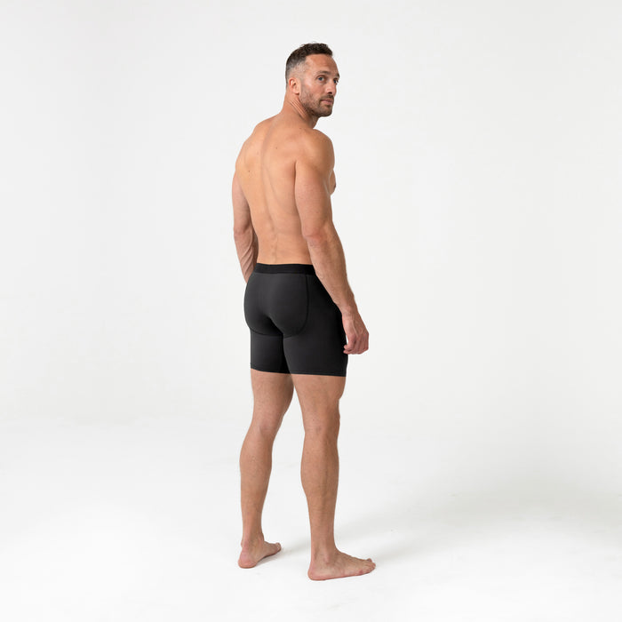 The REP Fitness Men's Foris Boxer Brief in Heather Black back, full body