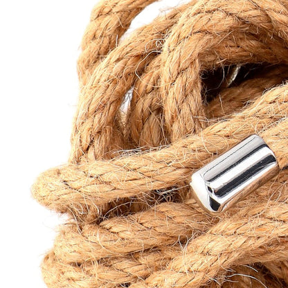Frânghie KINK Hemp Rope with Metal Head, pentru jocuri erotice BDSM, din cânepă, lungime 5 metri, crem