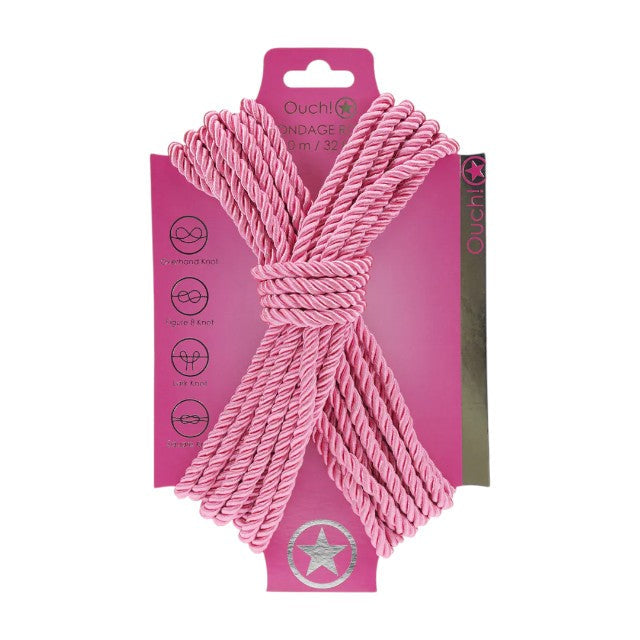 Frânghie OUCH! Bondage Rope, pentru jocuri erotice BDSM, lungime 10 metri, culoare roz