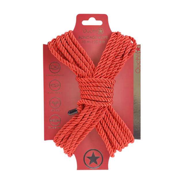 Frânghie OUCH! Bondage Rope, pentru jocuri erotice BDSM, lungime 10 metri, culoare roșu