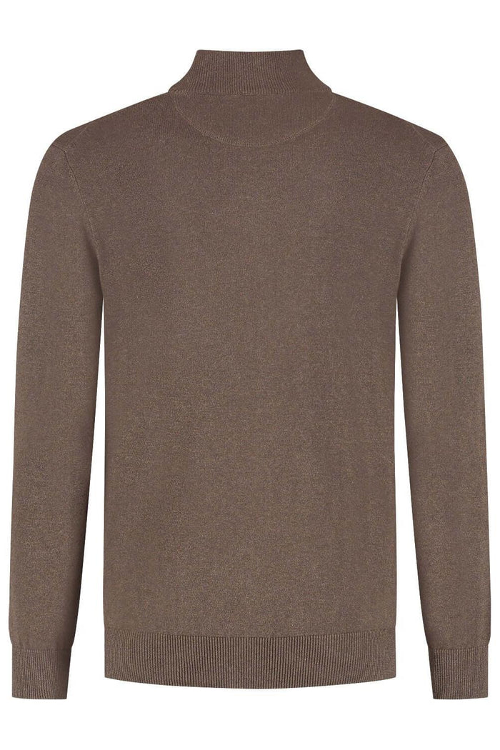 Full zip chocoladebruin katoenvest met volledige ritssluiting in ademend design.