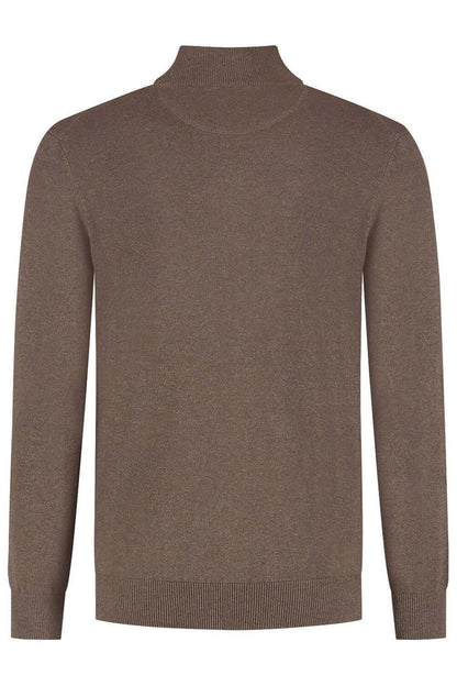 Full zip chocoladebruin katoenvest met volledige ritssluiting in ademend design.