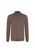 Full zip chocoladebruin ademend katoenvest met volledige ritssluiting in bruin.