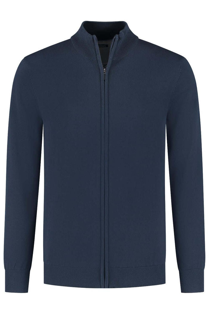 Katoenen full-zip jack in navy met soepele ritssluiting en lange mouwen, Full zip navy