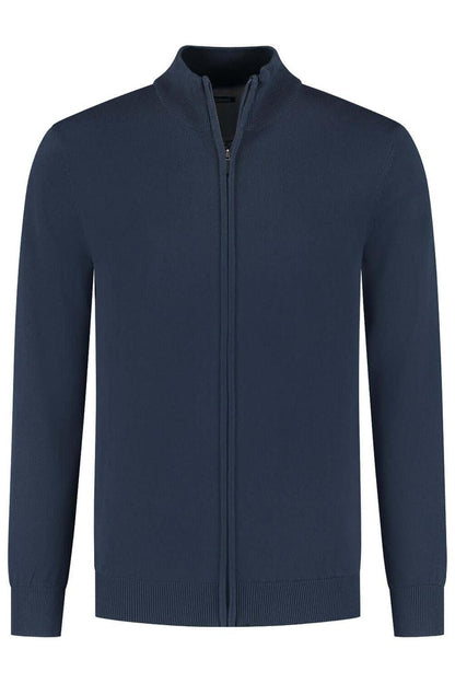Katoenen full-zip jack in navy met soepele ritssluiting en lange mouwen, Full zip navy